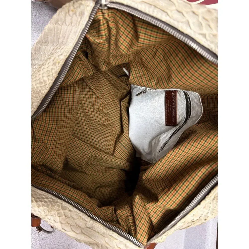 VTG Pauric Sweeney Italy Genuine Python Leather Ivory Satchel Purse Bag